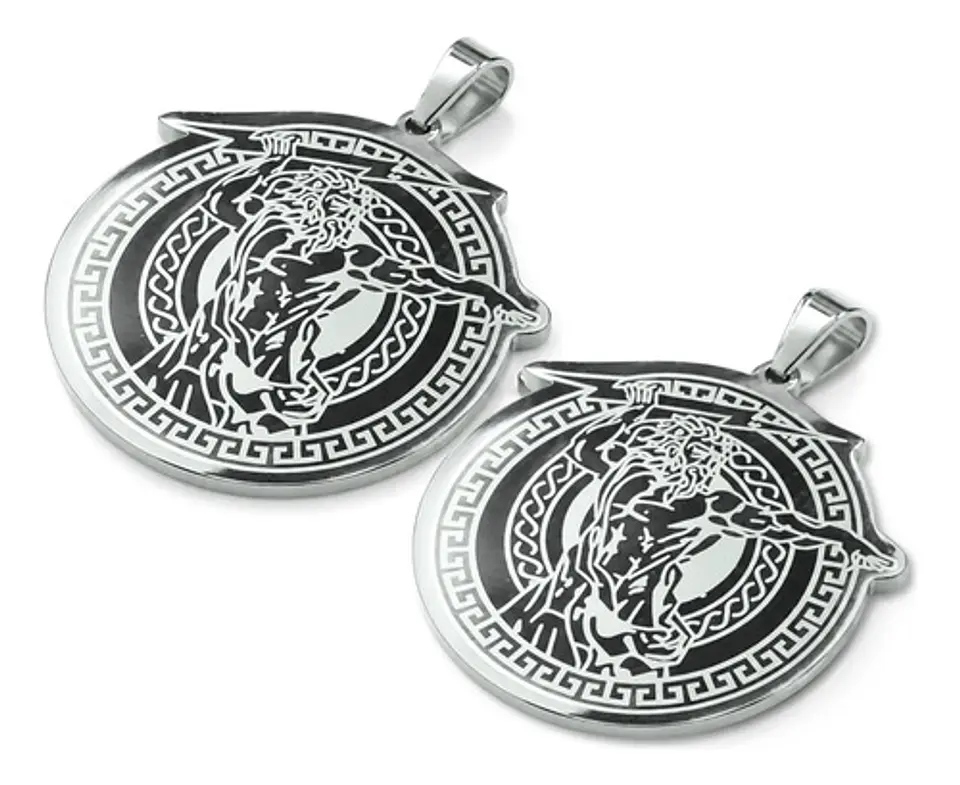 Set 2 Dijes Para Hombre Y Mujer Medallas Zeus Trueno Griego 11