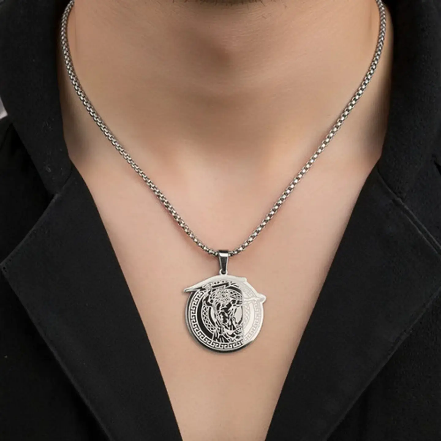 Set 2 Dijes Para Hombre Y Mujer Medallas Zeus Trueno Griego 15