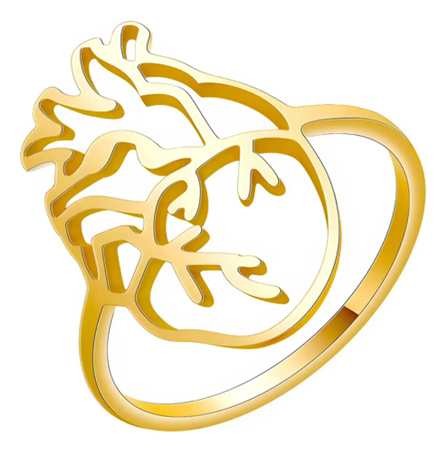Anillo Para Hombre Y Mujer Color Oro Corazón Anatómico Hueco 1
