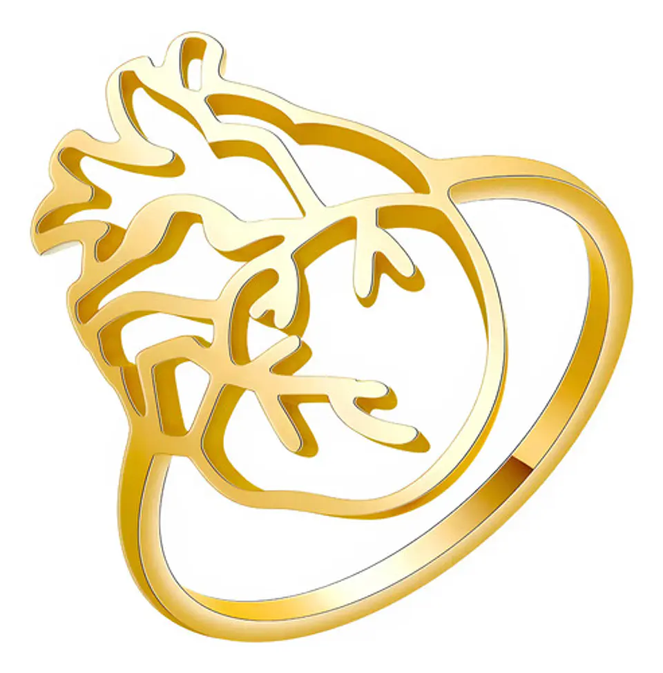 Anillo Para Hombre Y Mujer Color Oro Corazón Anatómico Hueco 1