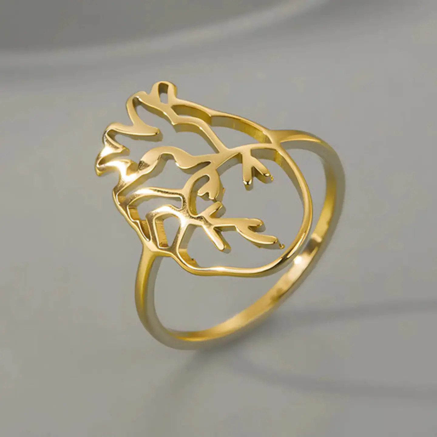 Anillo Para Hombre Y Mujer Color Oro Corazón Anatómico Hueco 2
