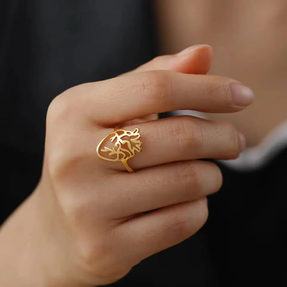 Anillo Para Hombre Y Mujer Color Oro Corazón Anatómico Hueco 5