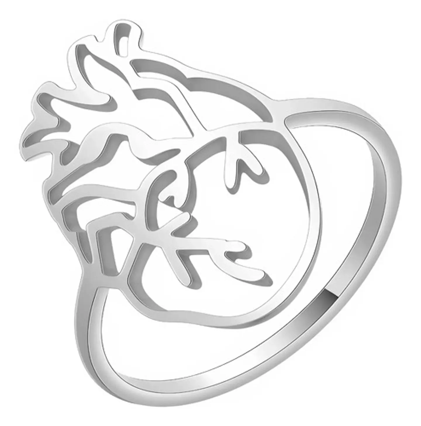 Anillo Para Hombre Y Mujer Color Oro Corazón Anatómico Hueco 6