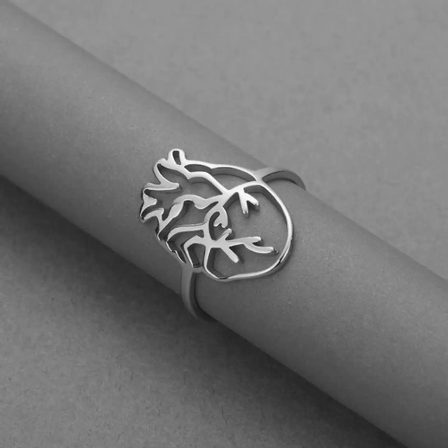 Anillo Para Hombre Y Mujer Color Oro Corazón Anatómico Hueco 9