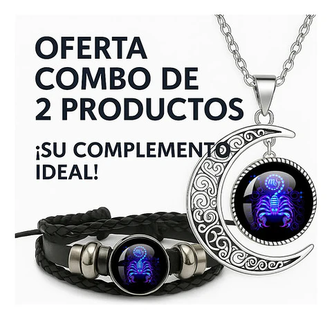 Combo Set De Pulsera Y Collar De Signos Zodiaco Hombre Mujer