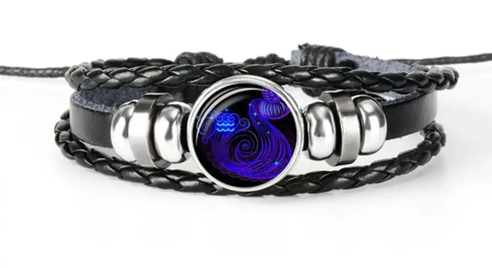 Combo Set De Pulsera Y Collar De Signos Zodiaco Hombre Mujer 14