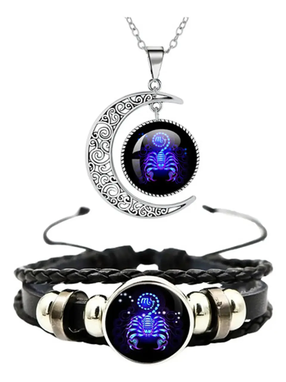 Combo Set De Pulsera Y Collar De Signos Zodiaco Hombre Mujer 99