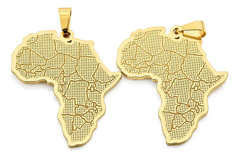 Set De 2 Dijes Para Hombre Y Mujer Mapa De África Geométrico