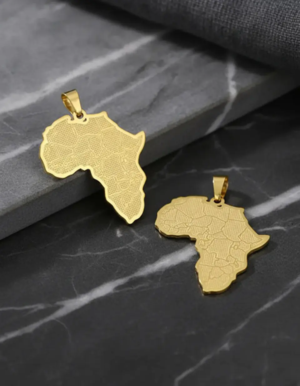Set De 2 Dijes Para Hombre Y Mujer Mapa De África Geométrico 6