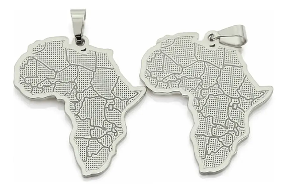 Set De 2 Dijes Para Hombre Y Mujer Mapa De África Geométrico 9