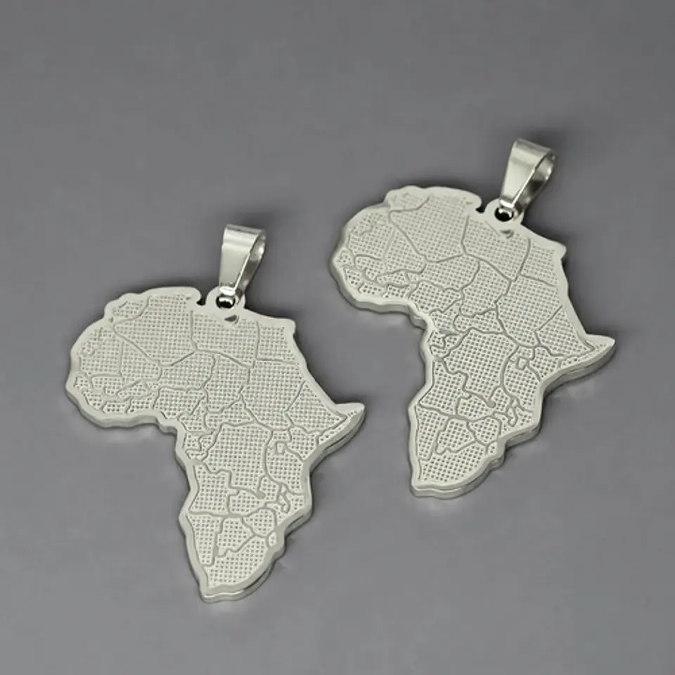 Set De 2 Dijes Para Hombre Y Mujer Mapa De África Geométrico 13