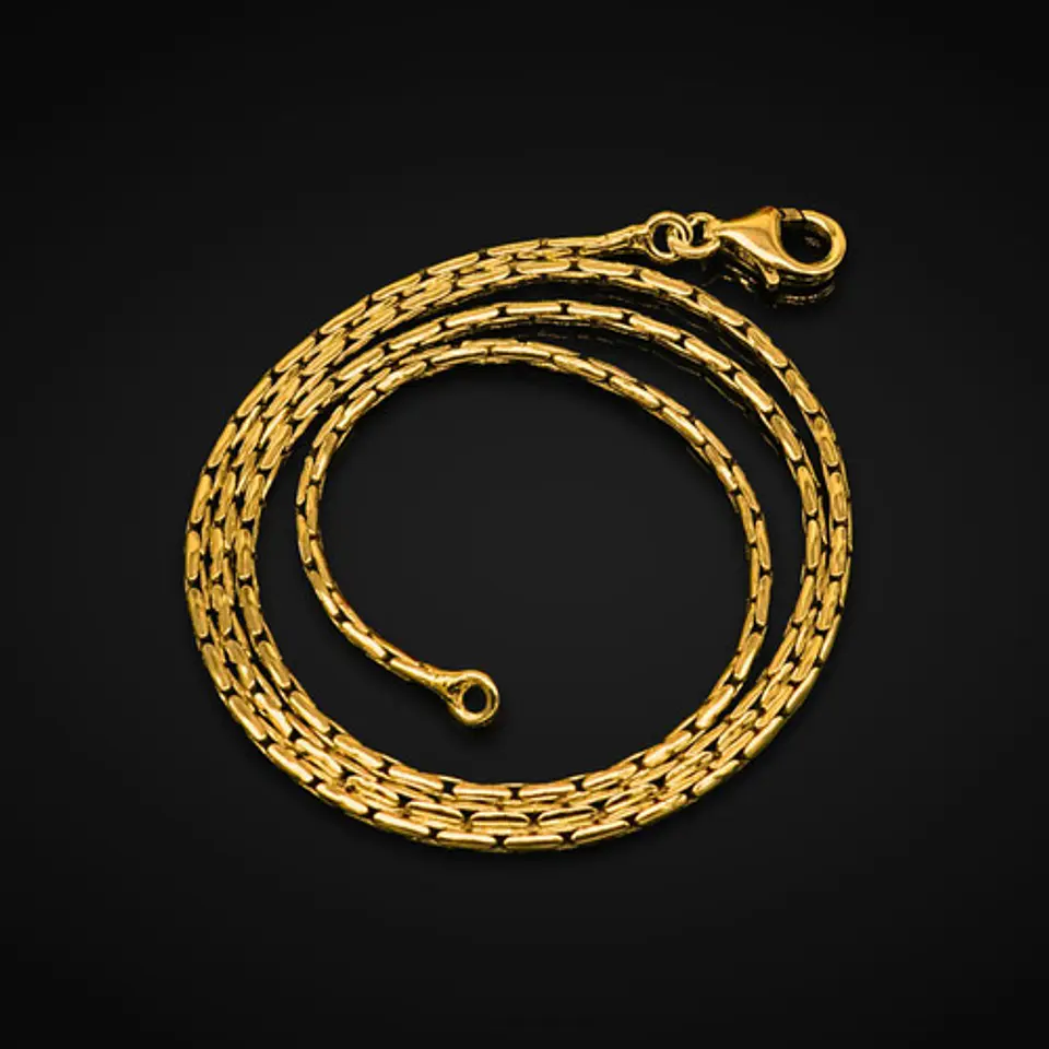 Cadena 60 Cm Para Hombre Mujer Eslabón Bambú 2.3mm Color Oro 15