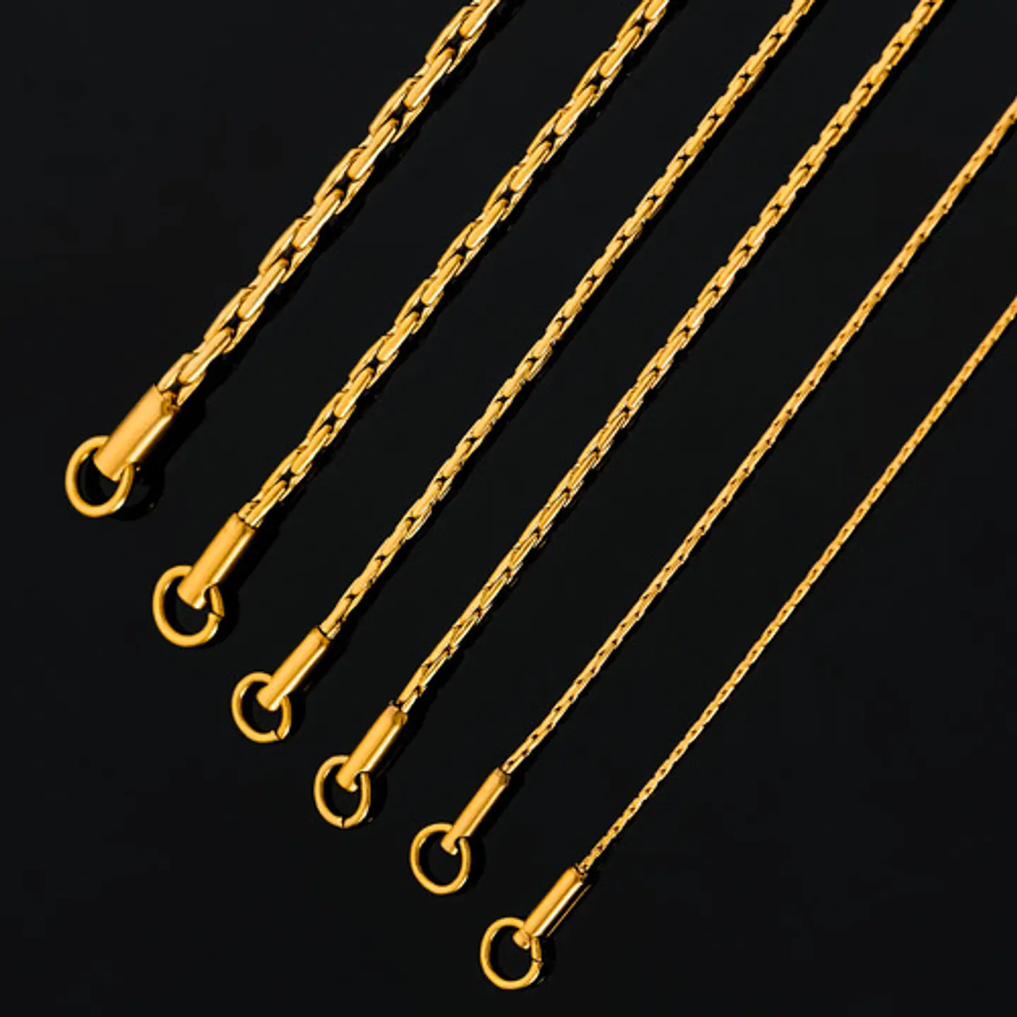Cadena 60 Cm Para Hombre Mujer Eslabón Bambú 2.3mm Color Oro 18