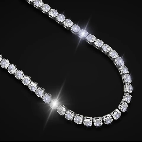 Cadena Tenis 3mm Para Hombres Mujeres De Color Plata Piedras
