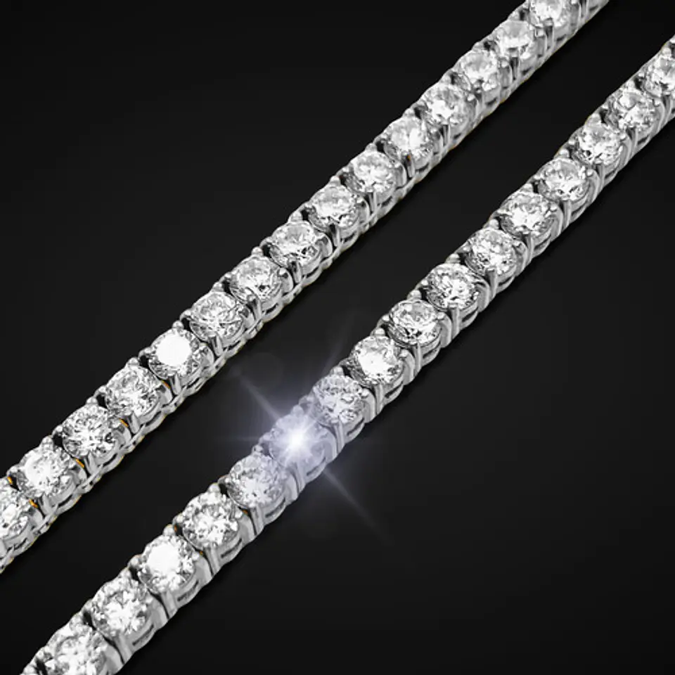 Cadena Tenis 3mm Para Hombres Mujeres De Color Plata Piedras 15