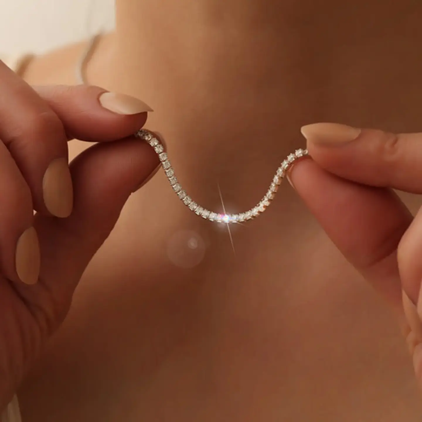 Cadena Tenis 3mm Para Hombres Mujeres De Color Plata Piedras 20