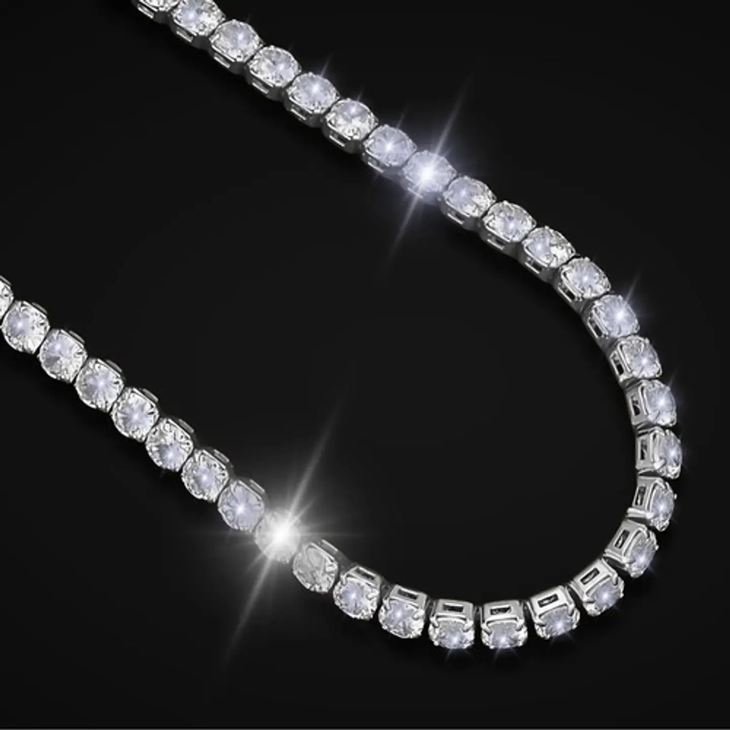 Cadena Tenis 3mm Para Hombres Mujeres De Color Plata Piedras 22