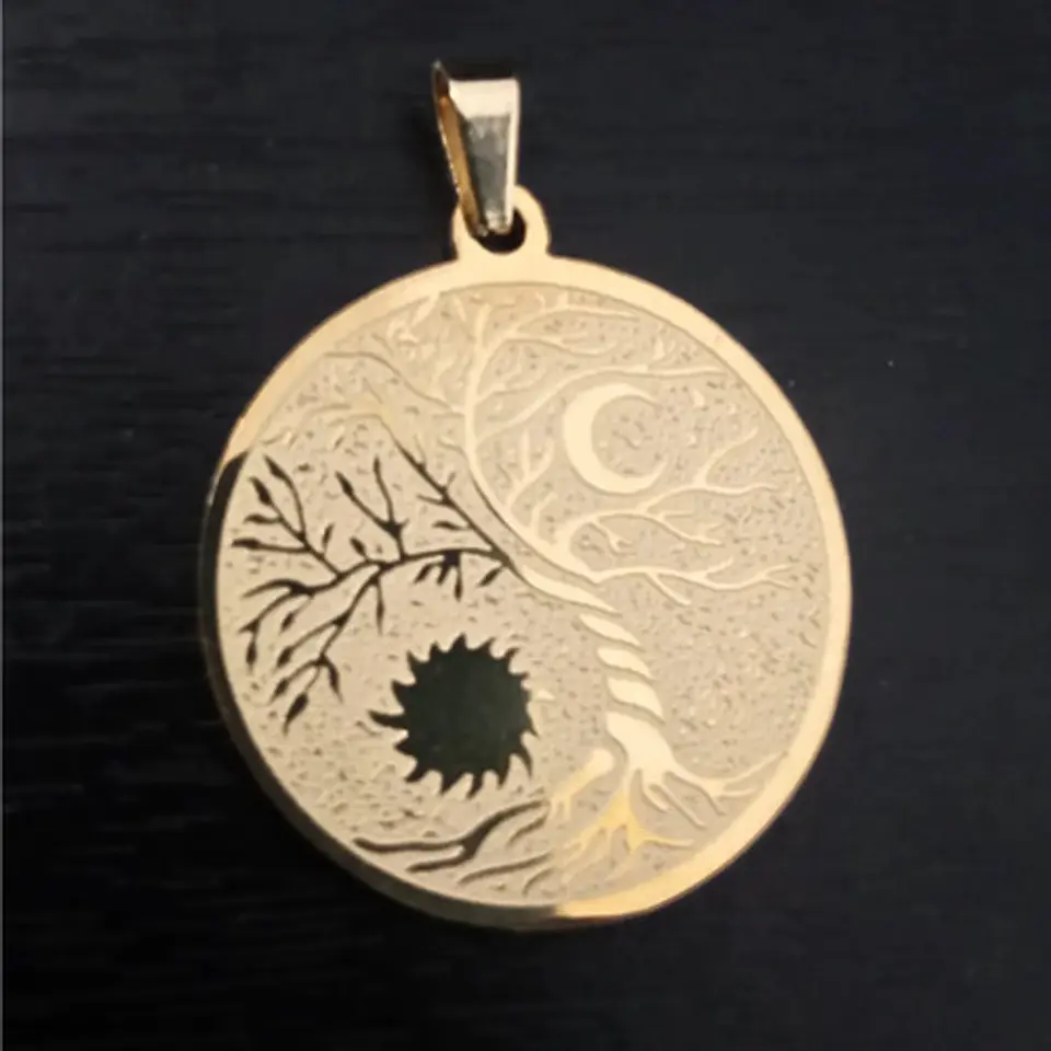 Set De 2 Dijes Para Mujer Medallas Árbol De La Vida Sol Luna 8