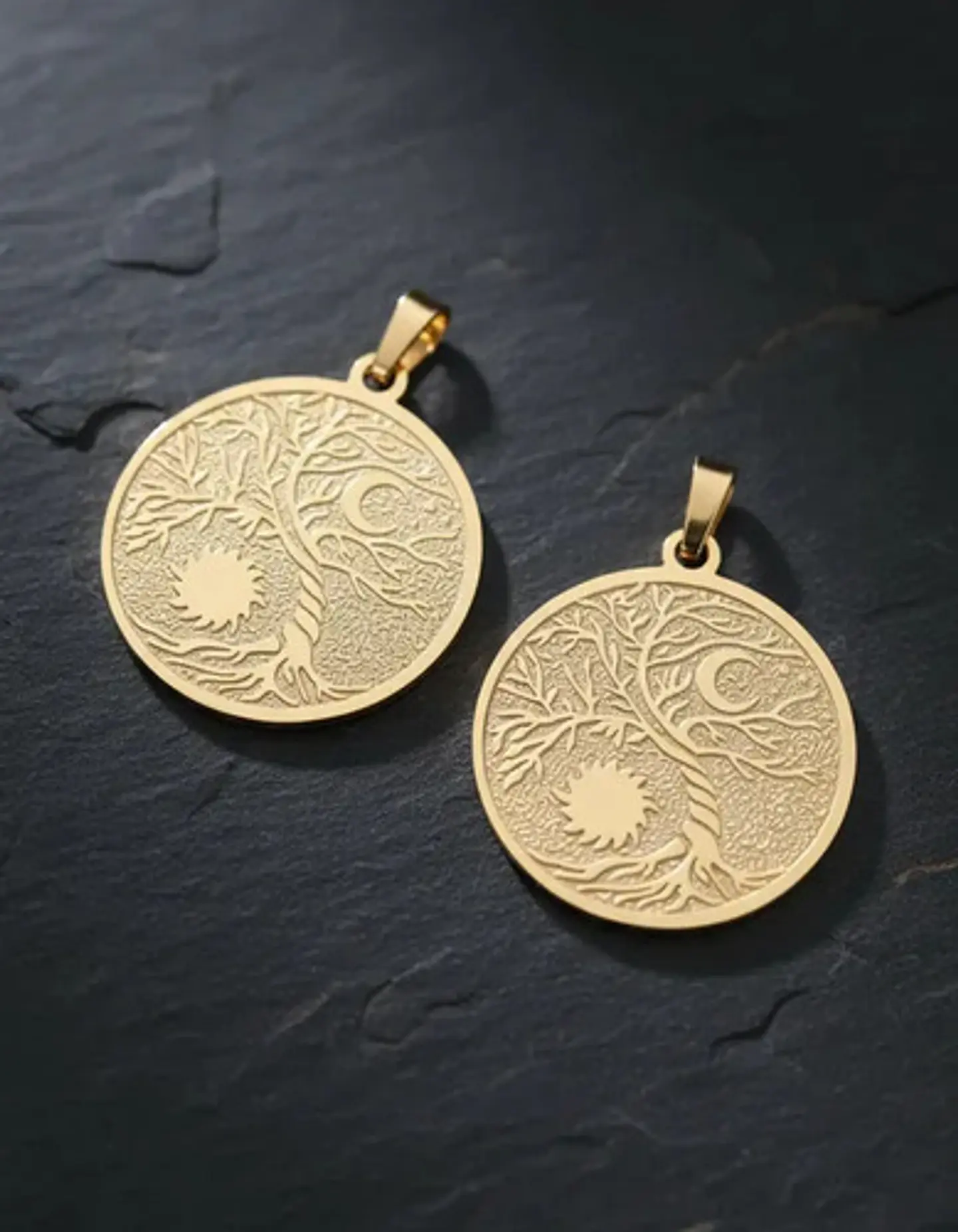 Set De 2 Dijes Para Mujer Medallas Árbol De La Vida Sol Luna 9