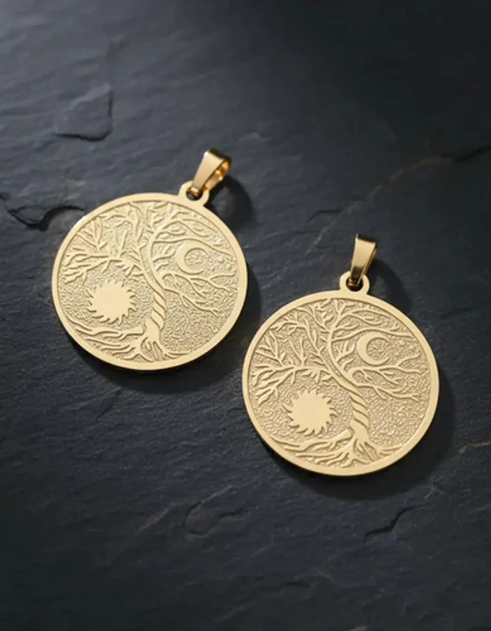 Set De 2 Dijes Para Mujer Medallas Árbol De La Vida Sol Luna 9