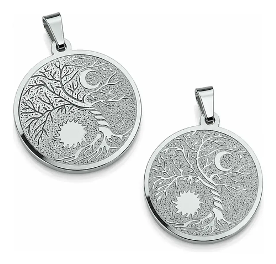 Set De 2 Dijes Para Mujer Medallas Árbol De La Vida Sol Luna 11
