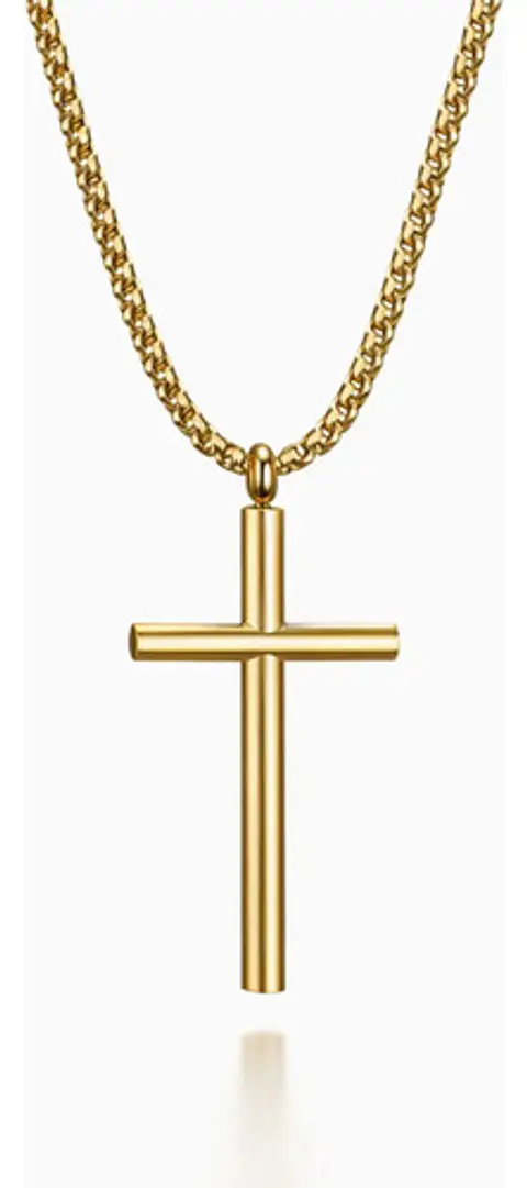 Collar Para Hombres Dije Cruz Simple Minimalista En Acero