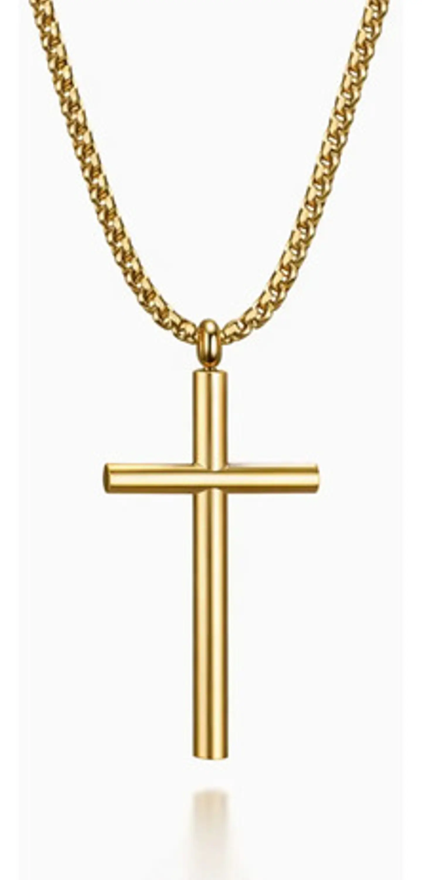 Collar Para Hombres Dije Cruz Simple Minimalista En Acero 1
