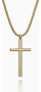 Collar Para Hombres Dije Cruz Simple Minimalista En Acero - Miniatura 1
