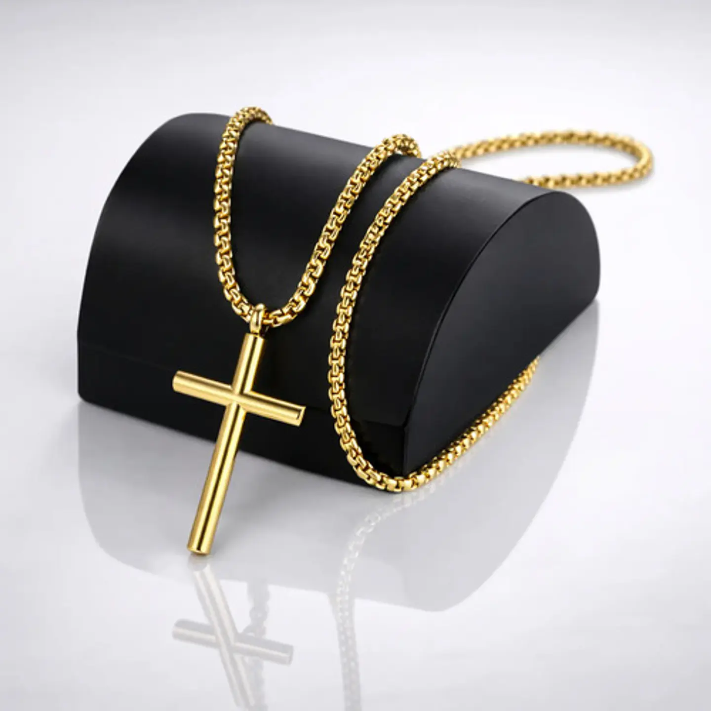 Collar Para Hombres Dije Cruz Simple Minimalista En Acero 4