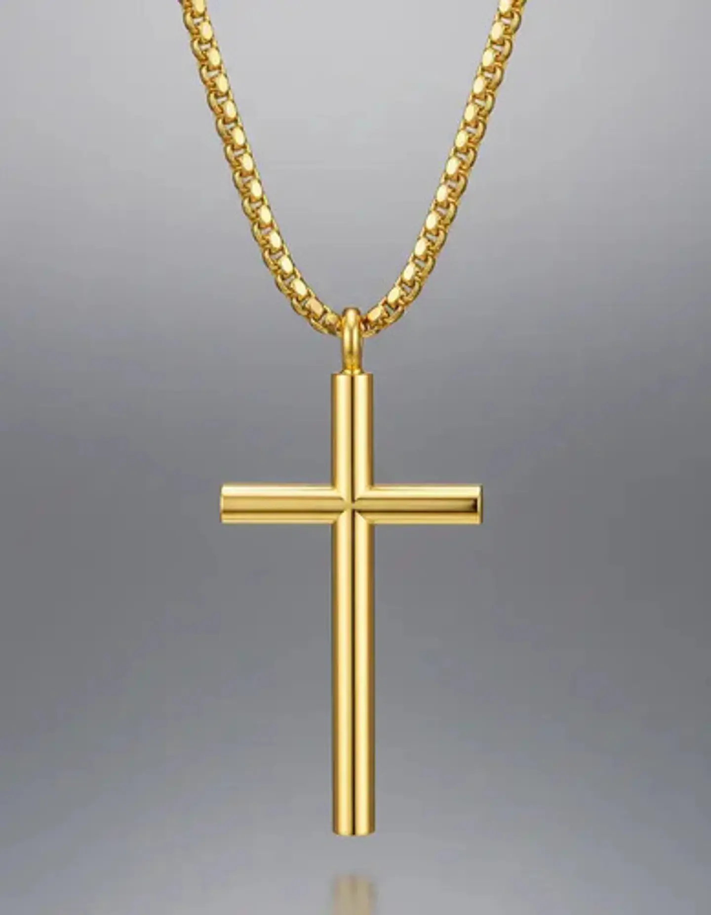 Collar Para Hombres Dije Cruz Simple Minimalista En Acero 6
