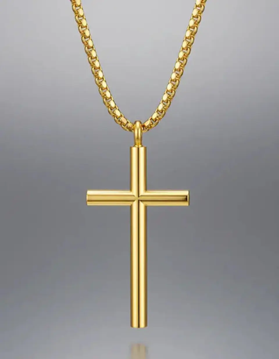 Collar Para Hombres Dije Cruz Simple Minimalista En Acero 6