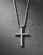 Collar Para Hombres Dije Cruz Simple Minimalista En Acero - Miniatura 12
