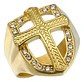 Anillo Hip Hop Para Hombre Con Cruz Y Piedras Cz Color Oro - Miniatura 2