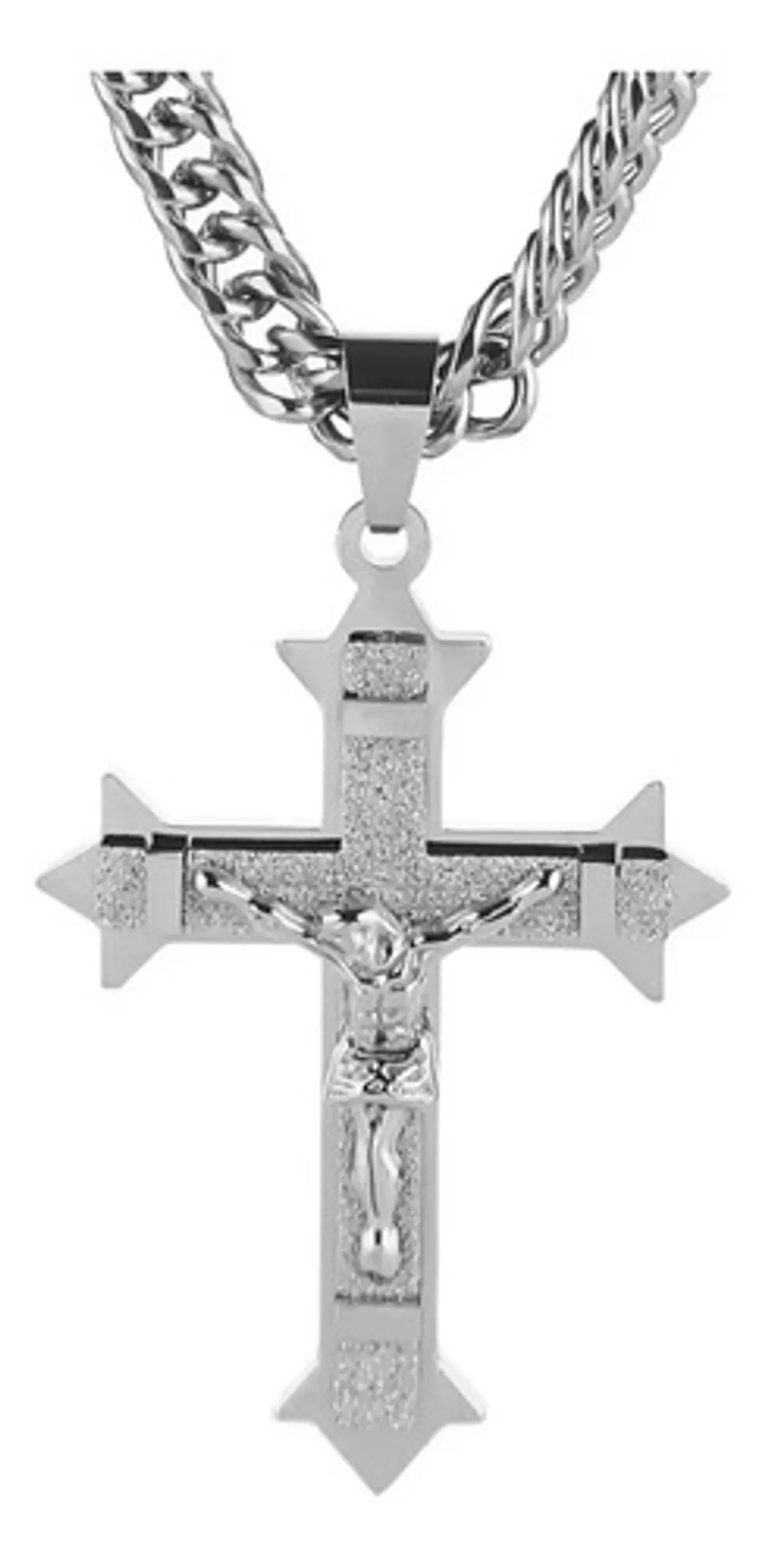 Collar Para Hombres Dije Cruz Puntiaguda De Acero Color Oro 11
