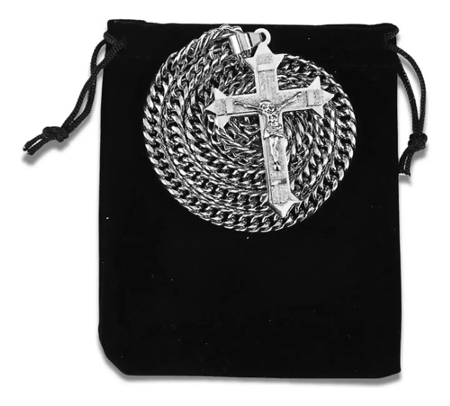 Collar Para Hombres Dije Cruz Puntiaguda De Acero Color Oro 18