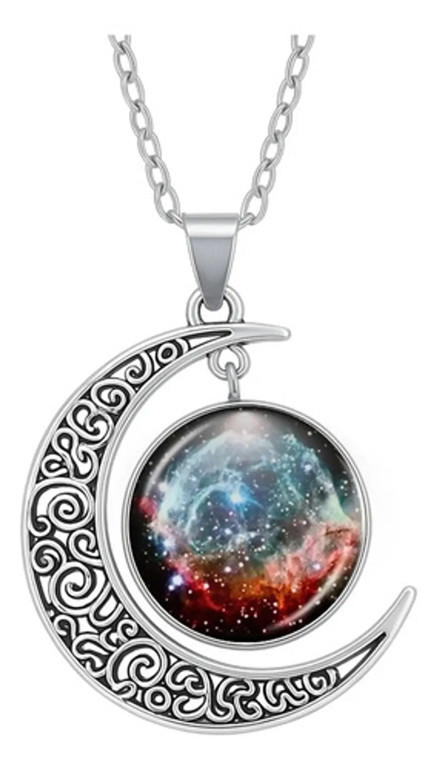 Collar Para Mujeres Con Dije Luna Planetas Nebulosa Galaxia 1
