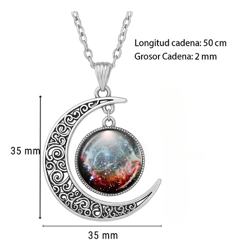 Collar Para Mujeres Con Dije Luna Planetas Nebulosa Galaxia