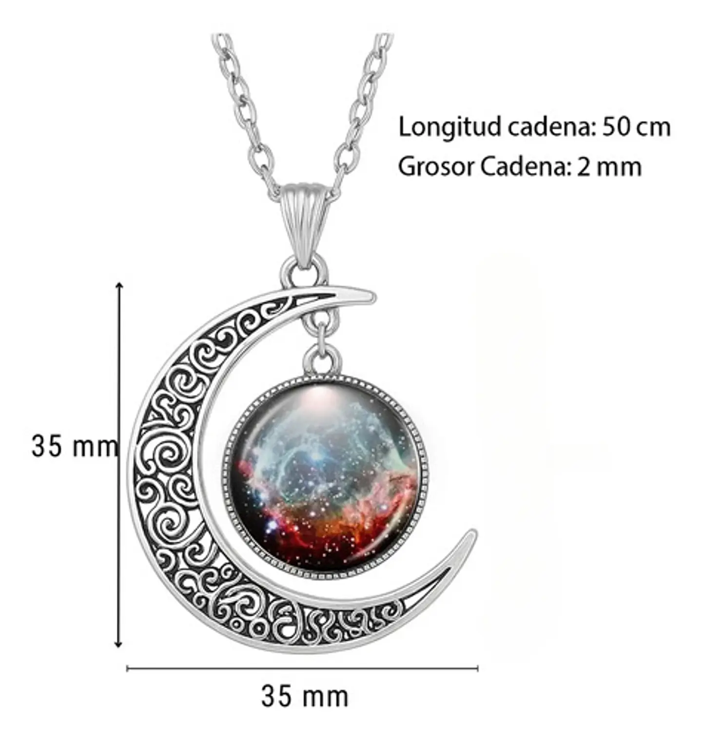 Collar Para Mujeres Con Dije Luna Planetas Nebulosa Galaxia 2