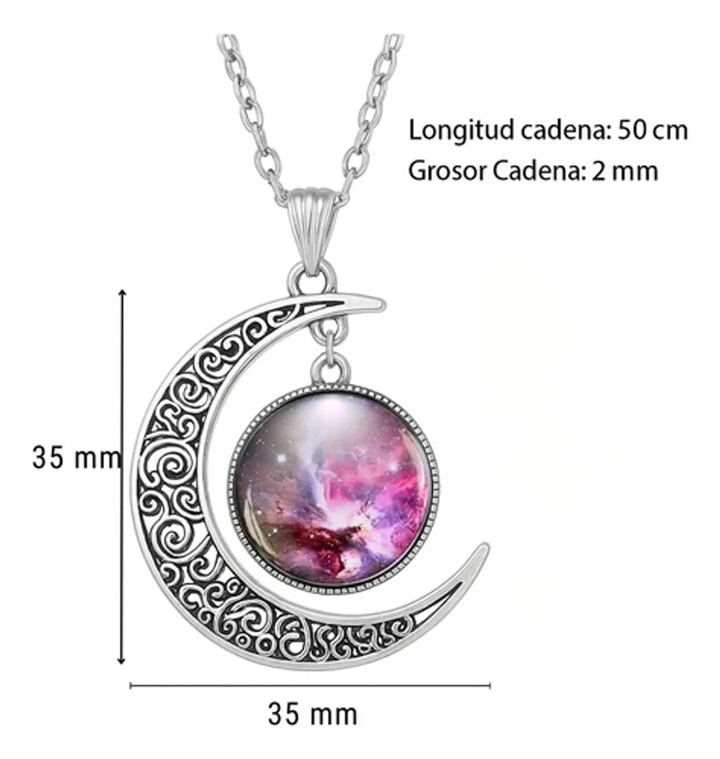 Collar Para Mujeres Con Dije Luna Planetas Nebulosa Galaxia 9