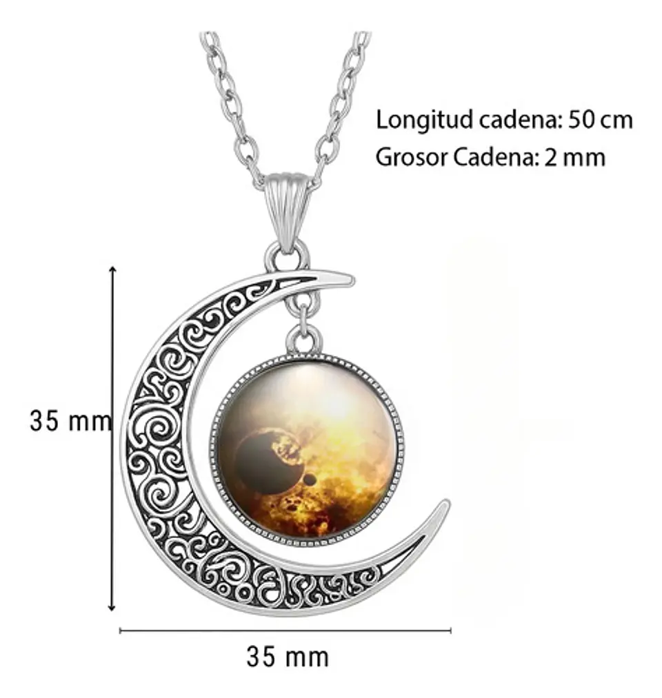 Collar Para Mujeres Con Dije Luna Planetas Nebulosa Galaxia 16