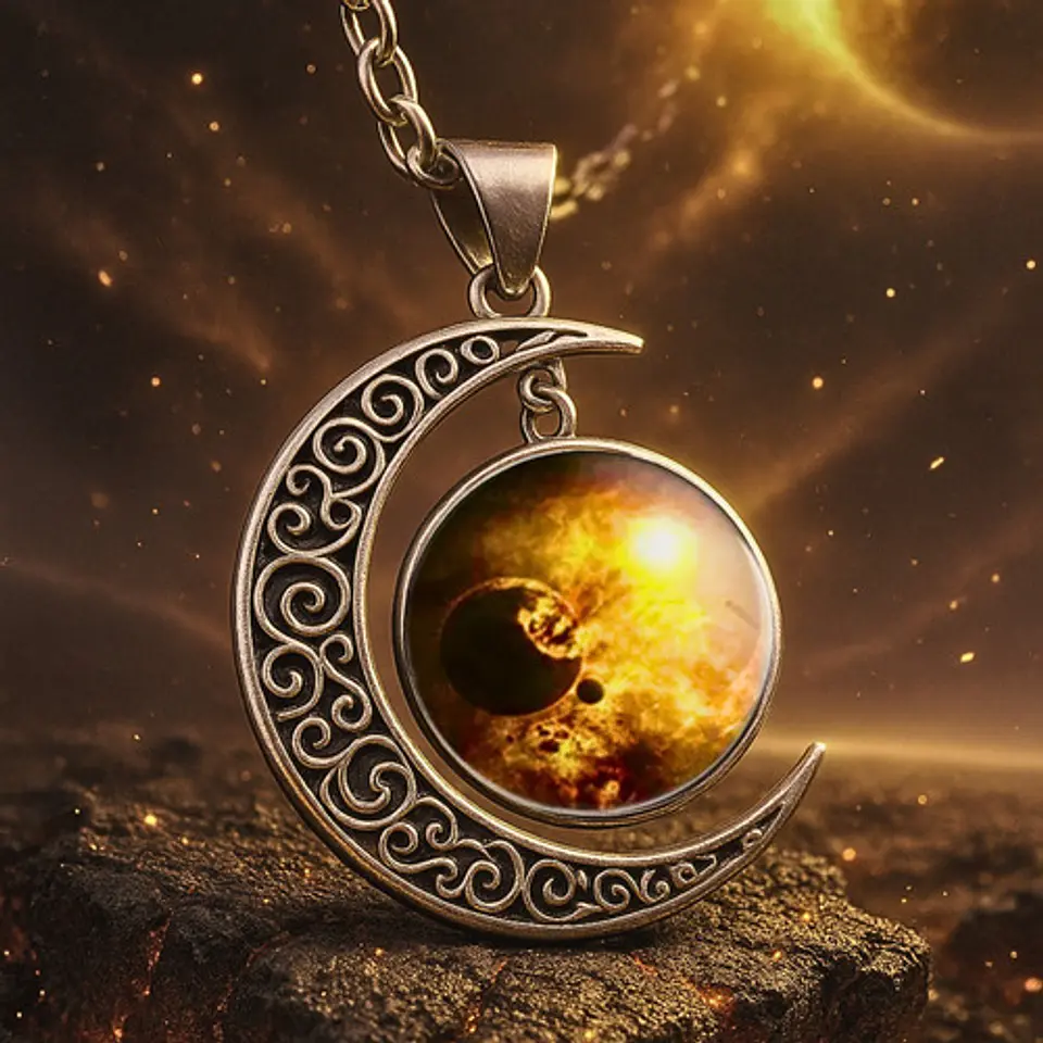 Collar Para Mujeres Con Dije Luna Planetas Nebulosa Galaxia 17