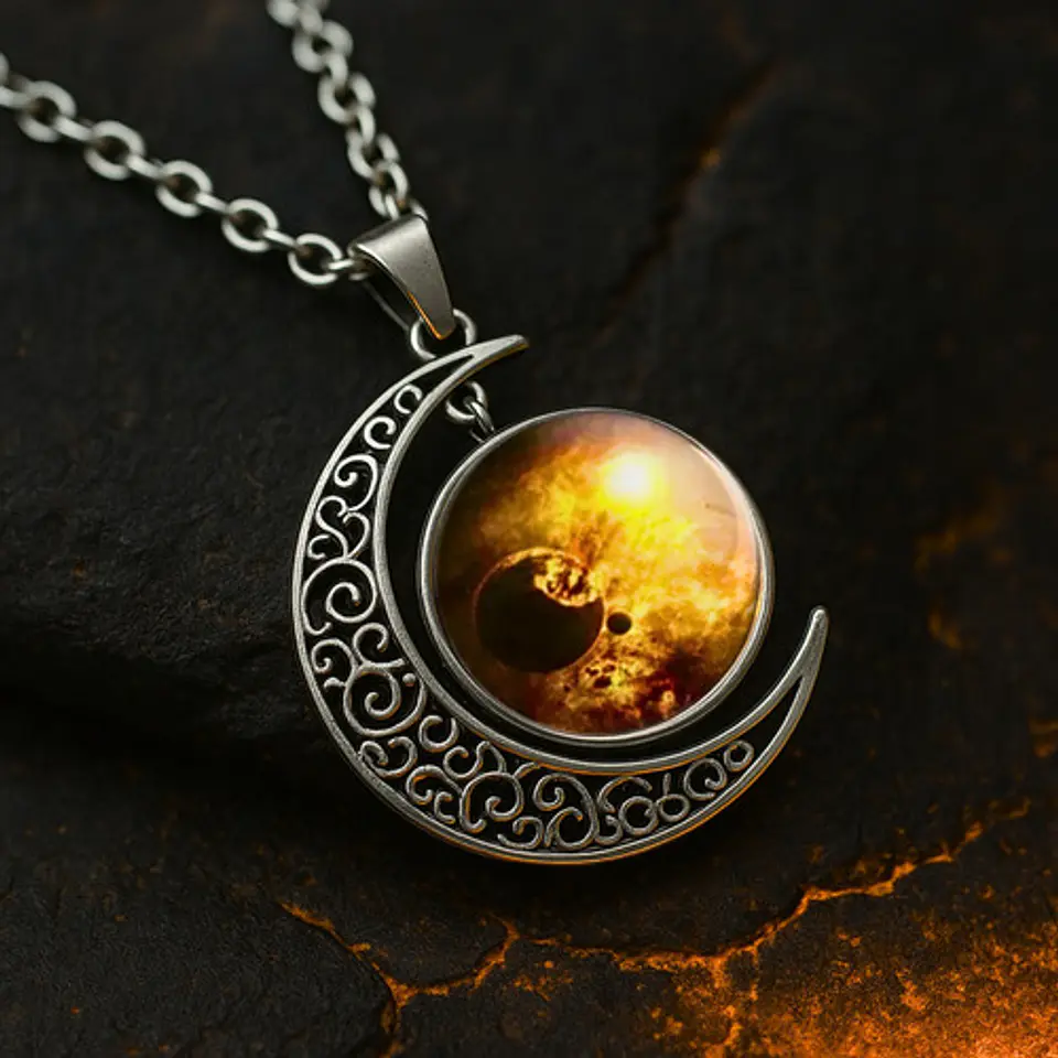 Collar Para Mujeres Con Dije Luna Planetas Nebulosa Galaxia 19