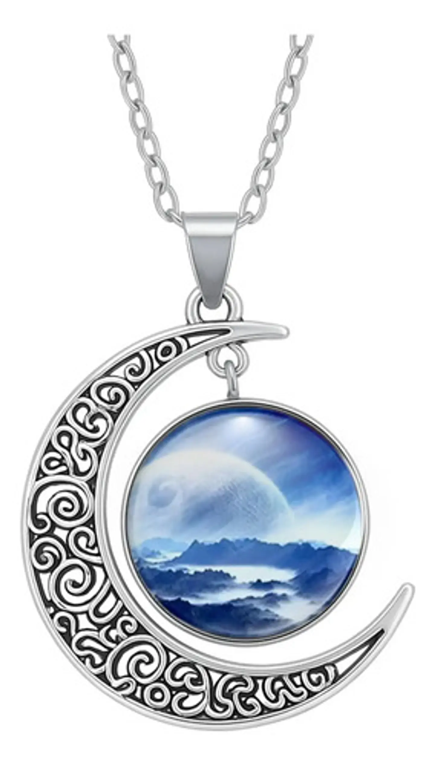 Collar Para Mujeres Con Dije Luna Planetas Nebulosa Galaxia 23