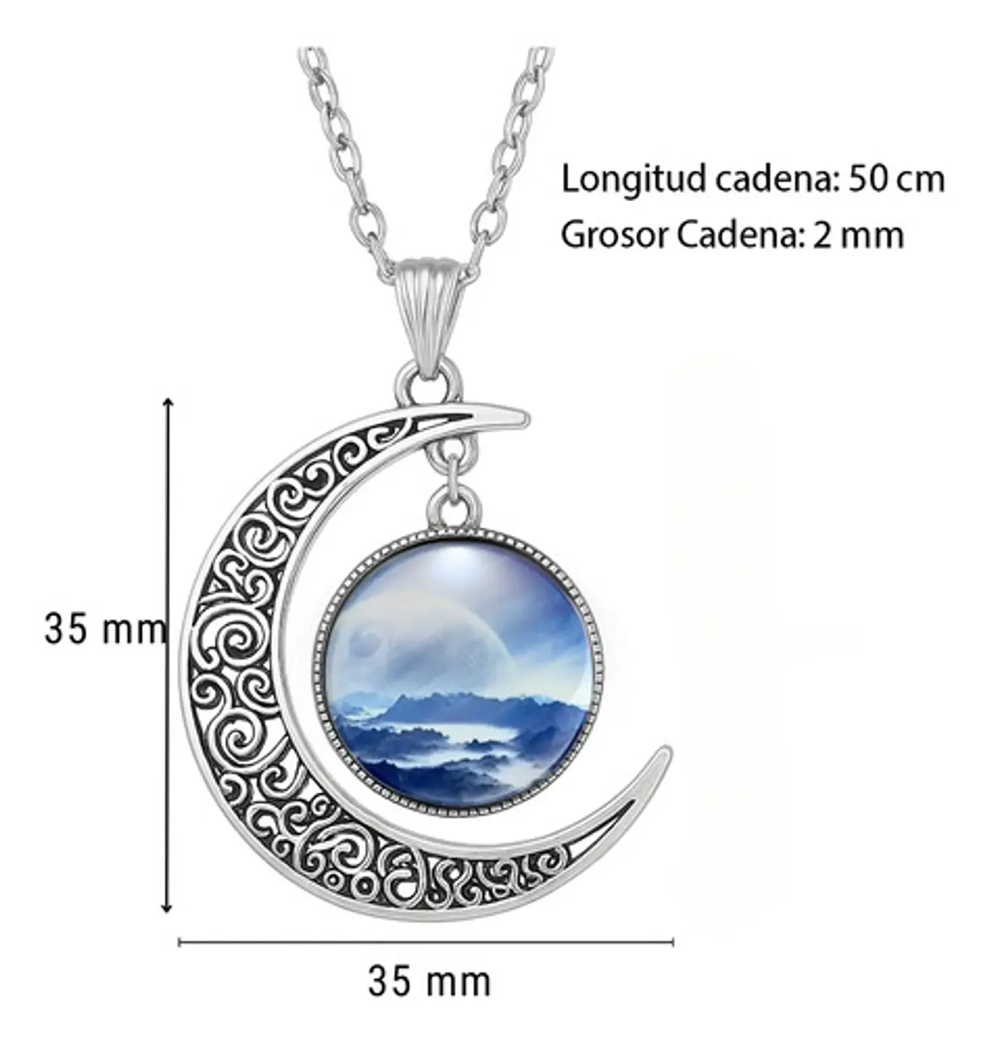 Collar Para Mujeres Con Dije Luna Planetas Nebulosa Galaxia 24