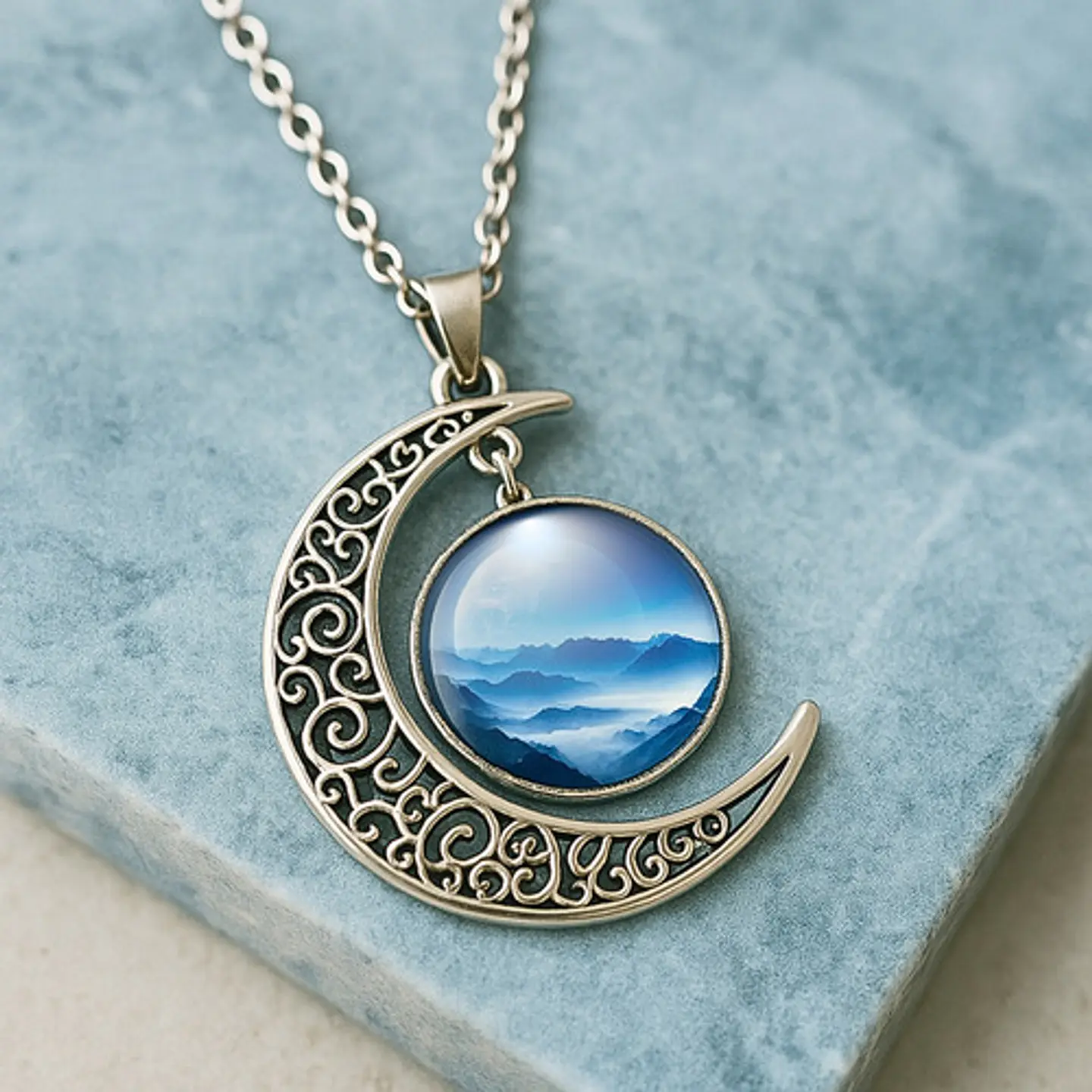 Collar Para Mujeres Con Dije Luna Planetas Nebulosa Galaxia 26