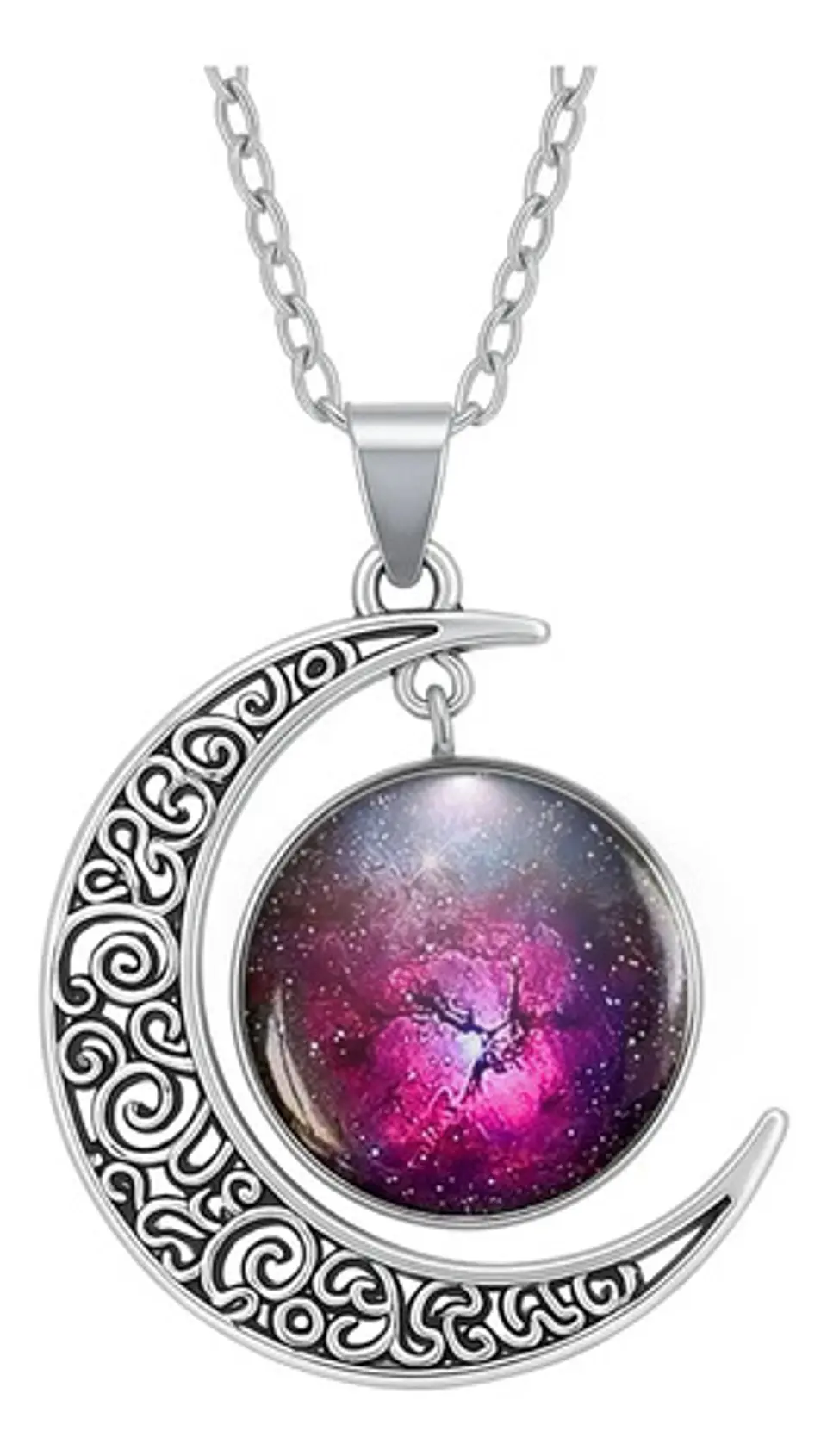 Collar Para Mujeres Con Dije Luna Planetas Nebulosa Galaxia 31