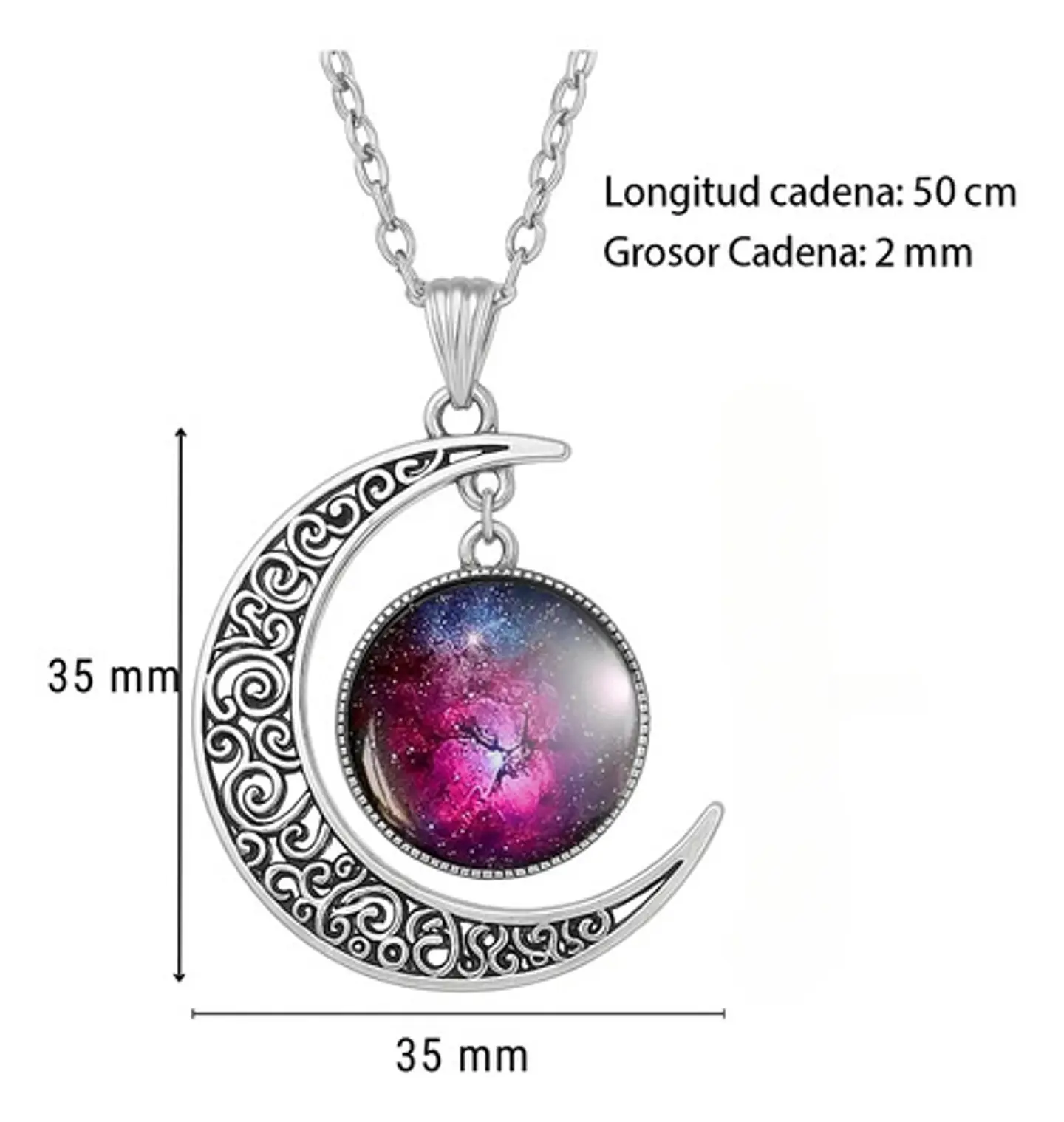 Collar Para Mujeres Con Dije Luna Planetas Nebulosa Galaxia 32