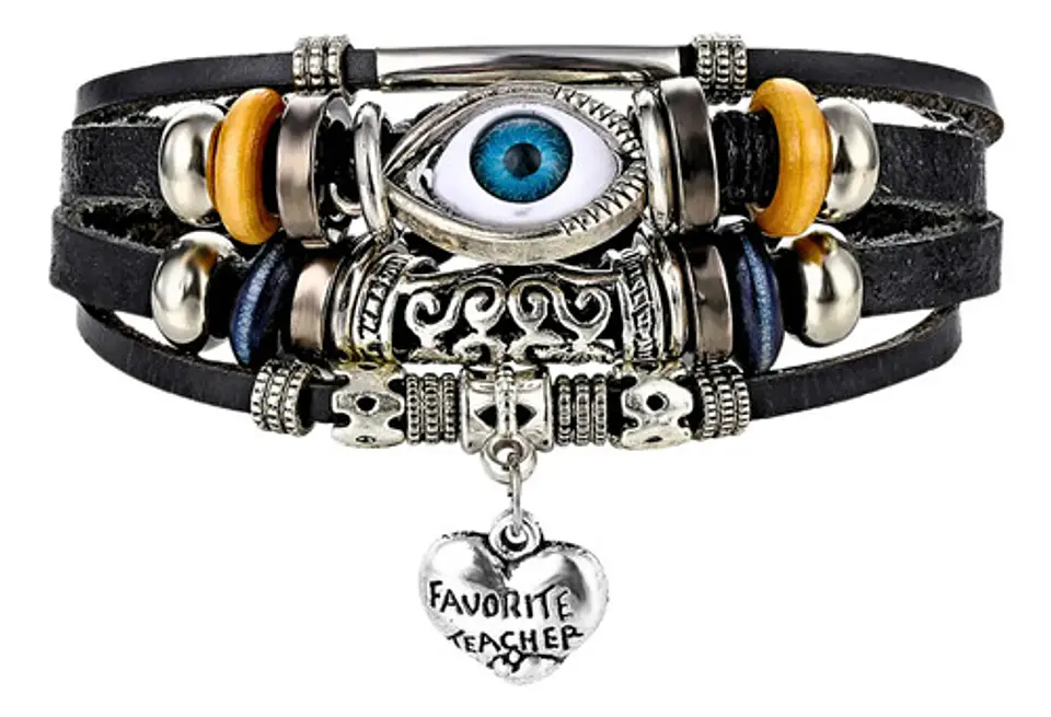 Pulsera Para Hombres Y Mujeres Con Multicapas Manillas Cuero 1
