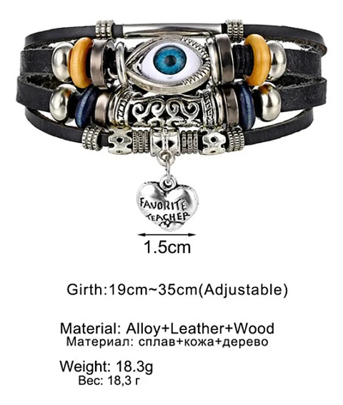 Pulsera Para Hombres Y Mujeres Con Multicapas Manillas Cuero