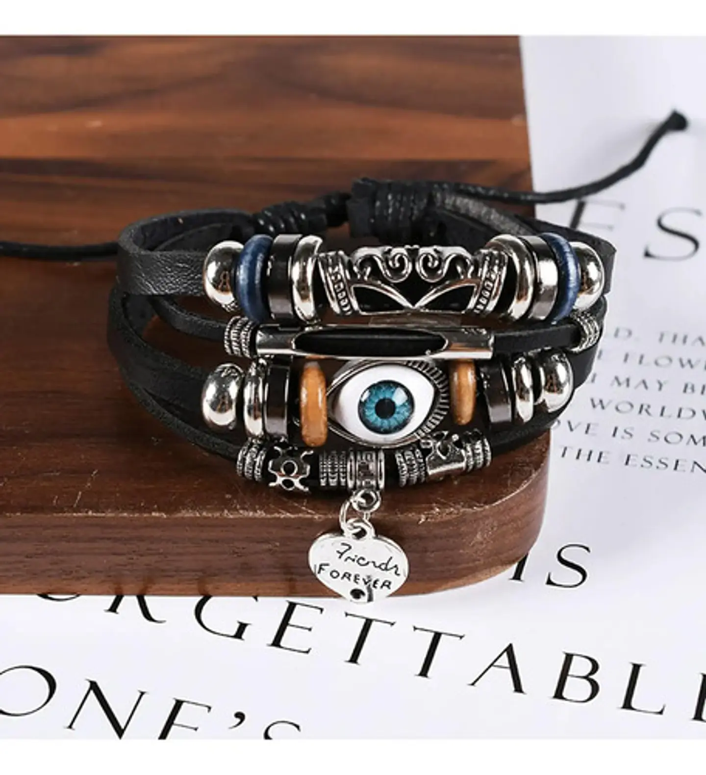 Pulsera Para Hombres Y Mujeres Con Multicapas Manillas Cuero 7